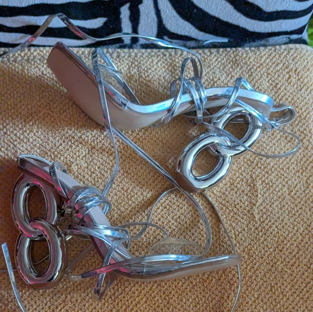 Silver Sexy Strap heels